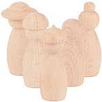 5Pcs 5 Styles Unfinished Beech Wood Puppet, for Children's Painting and Art, Wheat, 29.5~38x70~80mm, 1pc/style (WOOD-GF0002-43)
