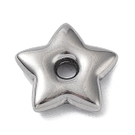 Non-Tarnish 304 Stainless Steel Spacer Beads, Star, Stainless Steel Color, 18.5x19.5x4.5mm, Hole: 3.5mm(X-STAS-A088-03P)