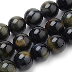 Natural Tiger Eye Beads Strands, Round, 8mm, Hole: 1mm, about 46~47pcs/strand, 14.76~14.96(37.5~38cm)(X-G-S259-22-8mm)
