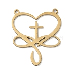 Hollow 201 Stainless Steel Pendants, Infinity Heart With Cross Charms, Golden, 26x22x1mm, Hole: 1.4~1.5mm(STAS-B136-01G)