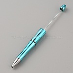 Plastic Ball-Point Pen, Beadable Pen, for DIY Personalized Pen with Jewelry Bead, Cyan, 146x12mm(FIND-TAC0010-85D)