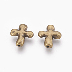 Tibetan Style Alloy Beads, Cross, Lead Free & Nickel Free & Cadmium Free, Antique Bronze, 14x12.5x4mm, Hole: 1.3mm(PALLOY-A018-AB-NR)