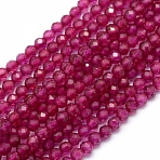 Lab Grown Red Corundum Beads Strands, Faceted, Round, 3mm, Hole: 0.5mm, about 113pcs/strand, 15.35 inch(39cm)(G-E411-40-3mm-1)