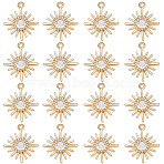 Brass Cubic Zirconia Charms, Flower Charm, Real 18K Gold Plated, 13.5x11x3mm, Hole: 1.2mm, 16pcs/box(KK-BBC0007-20)