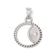 Non-Tarnish 304 Stainless Steel Pendants, Flat Round, Stainless Steel Color, 24x20x1.5mm, Hole: 6.5x3mm(STAS-A062-16P)