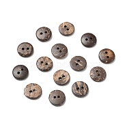 2-Hole Natural Coconut Buttons, Flat Round, Coconut Brown, 11x2.5mm, Hole: 1.5mm(COCB-G002-03A)