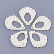 Acrylic Pendants, Imitation Woven Rattan Pattern, Kite, Creamy White, 41x34x4mm, Hole: 1.8mm(X-OACR-T010-11C)