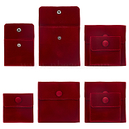 8Pcs 2 Style Square Velvet Jewelry Bags, with Snap Fastener, Dark Red, 7~10x7~10cm, 4pcs/style(TP-FH0001-01B)