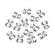 Alloy Enamel Pendants, Platinum, Panda, White, 27.5x21x2mm(ENAM-P111-1P)