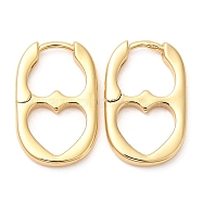 Rack Plating Brass Oval with Heart Hoop Earrings, Lead Free & Cadmium Free, Real 18K Gold Plated, 20x13x2.5mm(EJEW-D064-09G)