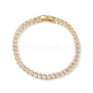 Cubic Zirconia Tennis Bracelet, Real 18K Gold Plated Brass Teardrop Link Chain Bracelet for Women, Cadmium Free & Lead Free, Clear, 7-1/8 inch(18.2cm)(BJEW-L652-24G-02)