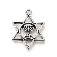 Tibetan Style Alloy Pendants, Cadmium Free & Lead Free, Star of David, Antique Silver, 25x19x1mm, Hole: 1.6mm, about 416pcs/500g(FIND-G078-14AS)