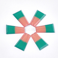 Resin Beads, Two Tone, Half Drilled, Faceted, Trapezoid, Sea Green, 37~37.5x21x5mm, Half Hole: 1.2mm(CRES-T014-17G)