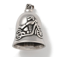 304 Stainless Steel Big Pendants, Hanging Bell Charm, Motorbike, 34x26mm, Hole: 8x4mm(STAS-Z097-01AS-06)