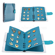 Felt Cloth Brooch Storage Loose-leaf Binder Notebook Albums with PVC Plastic Cover, Rectangle, Teal, 234x170x25mm, 8 pages/book(AJEW-WH0314-359)