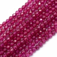 Lab Grown Red Corundum Beads Strands, Faceted, Round, 3mm, Hole: 0.5mm, about 113pcs/strand, 15.35 inch(39cm)(G-E411-40-3mm-1)