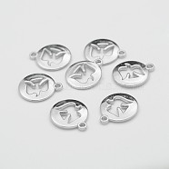 CCB Plastic Pendants, Flat Round with Peace Dove Pattern, Platinum, 19x16x2mm, Hole: 2mm(CCB-J028-34P)