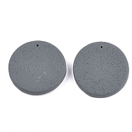 Handmade Polymer Clay Pendants, Flat Round, Dark Gray, 30~31x29~30.5x4~5mm, Hole: 1mm(CLAY-S092-08)
