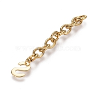 304 Stainless Steel Chain Extender, with Cable Chain and Letter Charms, Golden, Letter.S, 67.5mm, Link: 8x6x1.3mm, Letter S: 11x8.5x0.7mm(X-STAS-K206-09G-S)