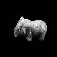 Natural Labradorite Carved Hippo Figurines Statues for Home Office Desktop Decoration, 40x20mm(PW-WG36424-08)