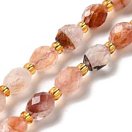 Natural Ferruginous Quartz Beads Strands, with Seed Beads, Faceted, Oval, 7.5~8x6~6.5mm, Hole: 1.2mm, about 40~42pcs/strand, 15.35~15.55''(39~39.5cm)(G-H297-C13-01)