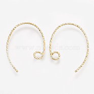 Brass Earring Hooks, with Horizontal Loop, Real 18K Gold Plated, 23x16.5x1mm, 18 Gauge, Hole: 2mm(KK-S348-032)