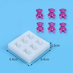 Bear Shape DIY Silicone Molds, Fondant Molds, Resin Casting Molds, for Chocolate, Candy, UV Resin & Epoxy Resin Craft Making, Ghost White, 64x64x15mm(PW-WG27224-02)