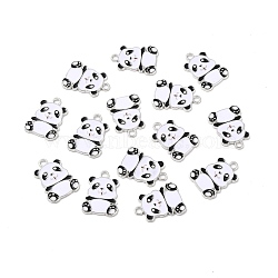 Alloy Enamel Pendants, Platinum, Panda, White, 27.5x21x2mm(ENAM-P111-1P)