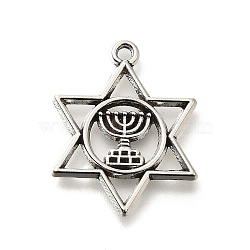 Tibetan Style Alloy Pendants, Cadmium Free & Lead Free, Star of David, Antique Silver, 25x19x1mm, Hole: 1.6mm, about 416pcs/500g(FIND-G078-14AS)