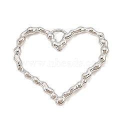 Alloy Pendants, Hammered Heart Charms, Rack Plating, Cadmium Free & Nickel Free & Lead Free, Platinum, 35x40x3mm, Hole: 4.5x3.5mm(AL-CBAFCDA-01P)