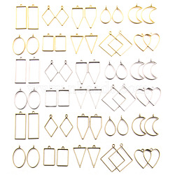 Zinc Alloy Open Back Bezel Pendants, Mixed Shapes, Mixed Color, 34~49x18~44mm, about 10 pcs/bag(FIND-PW0024-02A)