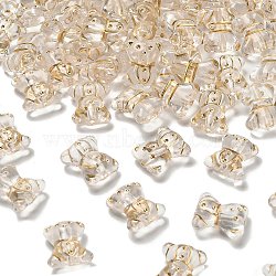 Transparent Acrylic Beads, Bear, Golden Metal Enlaced, Clear, 17x15x8.5mm, Hole: 1.8mm, about 420pcs/500g(MACR-K359-38A)