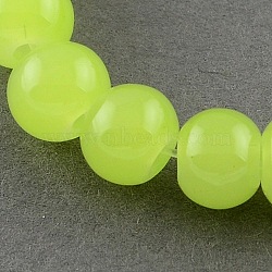 Imitation Jade Glass Round Beads Strands, Spray Painted, Light Green, 8mm, Hole: 1.3~1.6mm, about 100pcs/strand, 31.4 inch(X-DGLA-S076-8mm-03)