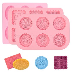 DIY Food Grade Silicone Molds Sets, for Fondant, Pudding, Cake, Candy, Cookie, Ice Cube, Soap Making, Mixed Shape, Pink, 4pcs/set(DIY-PH0004-58)