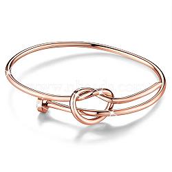 SHEGRACE Adjustable Brass Bangle, with Knot, Rose Gold, 2-1/2 inchx2-5/8 inch(63x68mm)(JB380A)