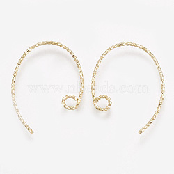 Brass Earring Hooks, with Horizontal Loop, Real 18K Gold Plated, 23x16.5x1mm, 18 Gauge, Hole: 2mm(KK-S348-032)