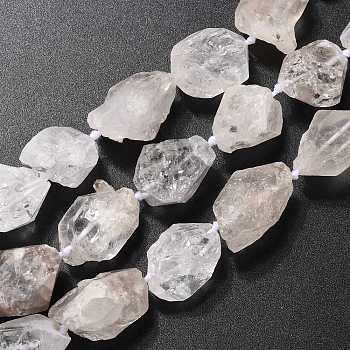 Rough Raw Natural Quartz Beads Strands, Nuggets, 19~24x15~17x11~13mm, Hole: 0.8mm, about 18~19pcs/strand, 16.73''(42.5cm)