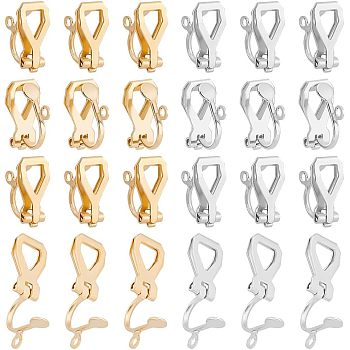 Unicraftale 304 Stainless Steel Clip-on Earring Findings, Mixed Color, 12x6x8.5mm, Hole: 1mm, 2colors, 10pcs/color, 20pcs/box