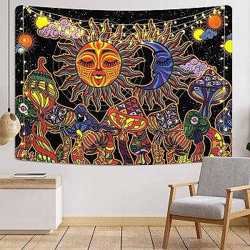 Polyester Mushroom Wall Hanging Tapestry, for Bedroom Living Room Decoration, Rectangle, Colorful, 1300x1500mm