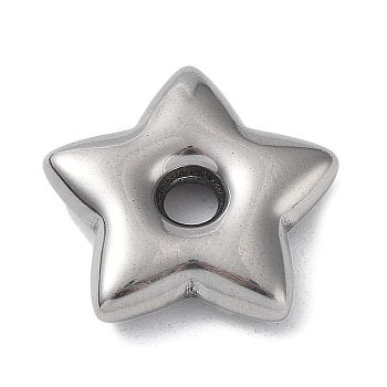 Non-Tarnish 304 Stainless Steel Spacer Beads, Star, Stainless Steel Color, 18.5x19.5x4.5mm, Hole: 3.5mm