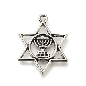 Tibetan Style Alloy Pendants, Cadmium Free & Lead Free, Star of David, Antique Silver, 25x19x1mm, Hole: 1.6mm, about 416pcs/500g