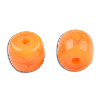 Resin Beads, Imitation Gemstone, Barrel, Orange, 8x7mm, Hole: 1.6mm
