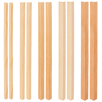 10Pcs 5 Styles L-shape Wood Sticks, for Door Window Decoration, BurlyWood, 20x0.5~1x0.5~1cm