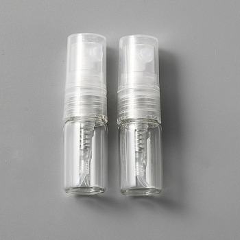 Glass Sample Perfume Spray Bottles, with Plastic Cap, Travel Fine Mist Atomizer, Refillable Bottle, Column, Clear, 1.4x5cm, Capacity: 2ml(0.07fl. oz)