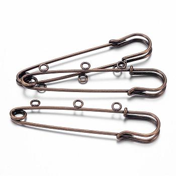 Antique Bronze Iron Kilt Pin Brooch Pin Findings, about 70mm long, 21mm wide, hole: 3~5mm, Pin: 0.5mm