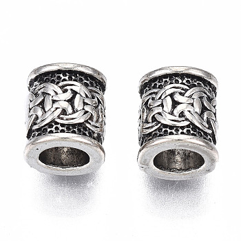 Tibetan Style Alloy European Beads, Large Hole Beads, Cadmium Free & Lead Free, Column, Antique Silver, 9x8mm, Hole: 4.5mm