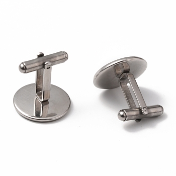 Tarnish Resistant 304 Stainless Steel Cuff Buttons, Cufflink Findings for Apparel Accessories, Stainless Steel Color, Tray: 18mm, 19x20x20mm