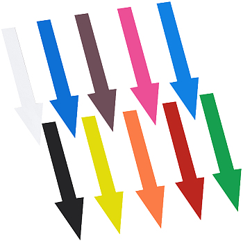 10 Sets 10 Colors PVC Self Adhesive Arrow Label Stickers, Waterproof Directional Arrow Sign Decals for Floors, Walls and Smooth Surfaces, Mixed Color, 50x199x0.2mm, 2pcs/set, 1 set/color