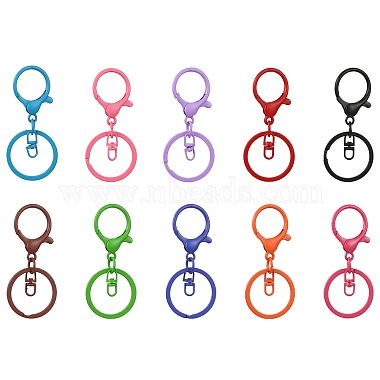 10Pcs 10 Colors Baking Painted Zinc Alloy Keychain Clasps(FIND-YW0004-55)-2
