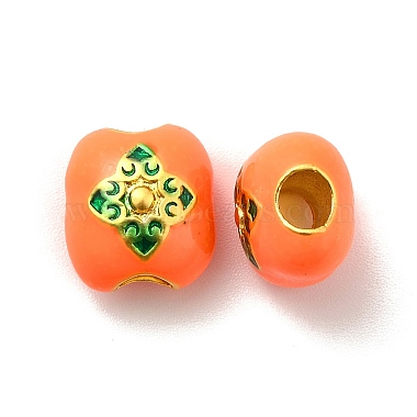 Orange Rectangle Alloy+Enamel European Beads